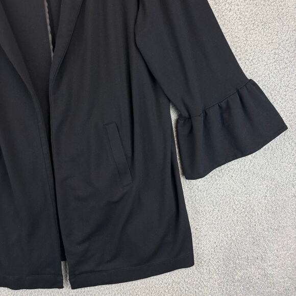 Lane Bryant Jacket Womens 18 20 Black Open Front Ruffle Sleeve Stretch Business - Picture 4 of 11